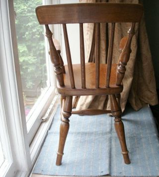Old Antique Wooden Elm Childs Dolls Miniature Windsor Country Chair c.  1900 Fine 6