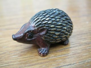 Cold Painted Miniature Bronze Of A Hedgehog - Fabulous Little Item
