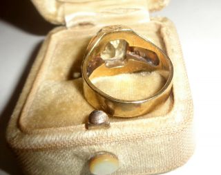 Antique Large Aquamarine Stone Lady ' s Ring Size 7 Fancy Setting In 10K Gold 5