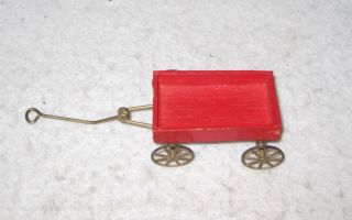 Doll House Accessories Vintage Miniature Red Wagon With Box