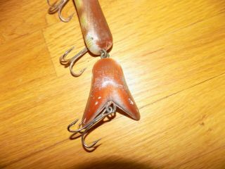 Vtg Tony Burmek Jointed Muskie/Northern Fishing Lure Stick Bait Shallow Diver NR 4