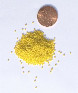 Antique Micro Seed Beads pre - 1900 True Yellow opaque 3.  4g bags 17/0 - 33 bpi 2