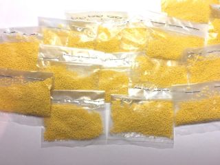 Antique Micro Seed Beads pre - 1900 True Yellow opaque 3.  4g bags 17/0 - 33 bpi 3