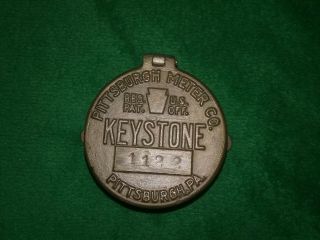Cool Antique Brass Keystone Pittsburgh Meter Co.  Cover Dated 1901,  1910