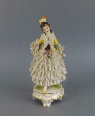 Antique German Porcelain Dresden Young Lady Figurine by Volkstedt 2