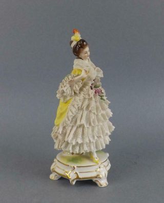Antique German Porcelain Dresden Young Lady Figurine by Volkstedt 3