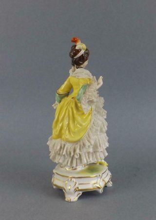 Antique German Porcelain Dresden Young Lady Figurine by Volkstedt 4