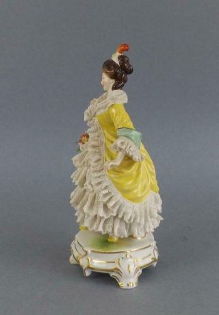 Antique German Porcelain Dresden Young Lady Figurine by Volkstedt 6