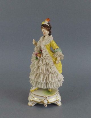 Antique German Porcelain Dresden Young Lady Figurine by Volkstedt 7