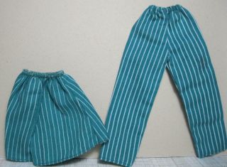 Vintage Barbie Doll Clothes Fashion Finds White/green Stripe Shorts Pants 2612