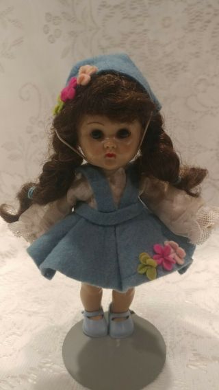 Vintage Ginny Doll Tagged Blue Felt Dress W/flowers & Hat Shoes Panties No Doll