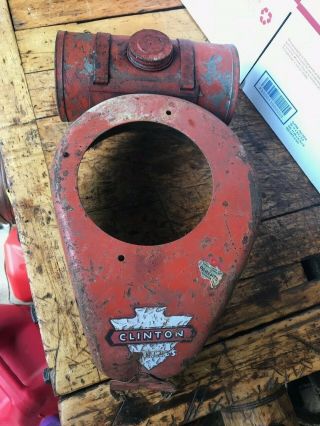 Vtg Antique Clinton Machine Corp Gas Tank Fuel Motorcycle Lawnmower Small Engine