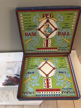 Antique 1920’s Peg Baseball Board Game Parkers Brothers Salem Mass Mlb Rare