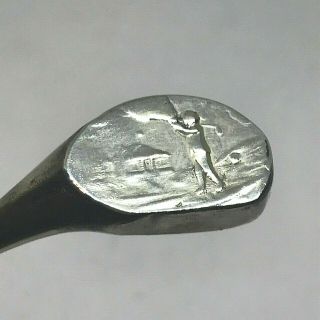 Antique Hat Pin Sterling Golf Club.  Lovely Wood W/golf Scene.  Collectible.