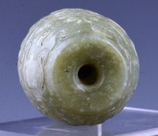 SUPERBY CARVED LARGE CHINESE ARCHAIC JADE BEAD PENDANT 18THC QIANLONG OR EARLIER 7