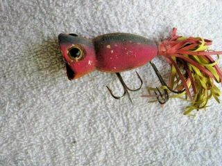 Rare Old Vintage Fred Arbogast Hula Popper Topwater Floss Lure Lures
