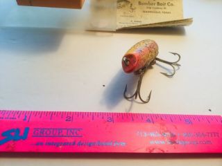 BOMBER JERK LURE 4352 yellow body,  red stripe down sides with Silver flakes 4