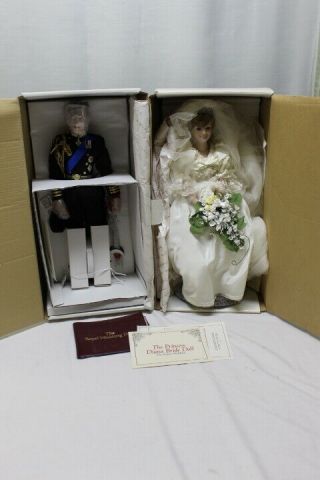 Vintage Danbury Prince Charles Princess Diana Dolls Groom Bride Wedding
