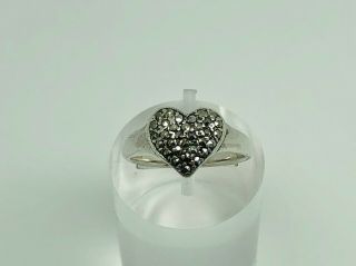 Antique Art Deco English Sterling Silver Marcasite Heart Cocktail Ring Size L