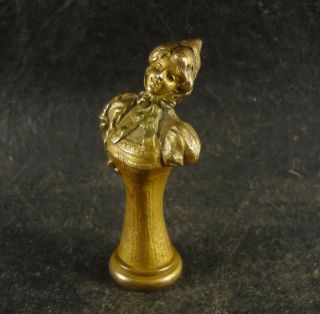 Antique French Bronze Wax Seal Lady Woman Bust Very Detailed Figure Xix Century