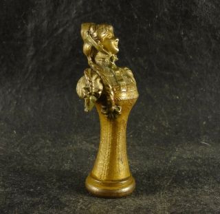 ANTIQUE FRENCH BRONZE WAX SEAL LADY WOMAN BUST VERY DETAILED FIGURE XIX CENTURY 2