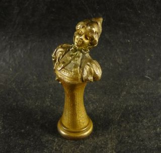 ANTIQUE FRENCH BRONZE WAX SEAL LADY WOMAN BUST VERY DETAILED FIGURE XIX CENTURY 3