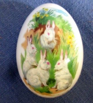 Vintage Antique Easter 4 Rabbits 1975 Royal Bayreuth Germany Bone China Egg
