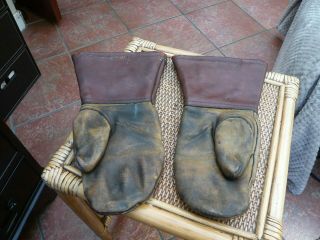 Antique Vintage C/1930,  S Scooter Motorcycle Motorbike Leather Gloves Mittens