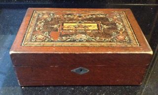 Old Vintage Antique Victorian Edwardian Transfer Decorated Keepsake Box For Tlc