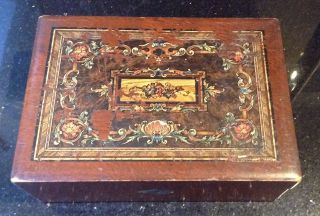 Old Vintage Antique Victorian Edwardian Transfer Decorated Keepsake Box For TLC 2