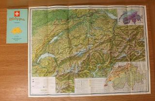 1967.  Vintage Soviet Russian Map Of Switzerland.
