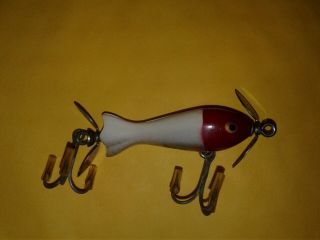Heddon Tiny Spook Lure - White Red Head Color - Gold Eyes - Old Prop Bait