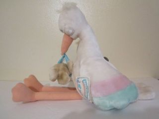 Vintage Applause Stork Baby Delivering Bear Musical 18 " Plush Brahms With Tags
