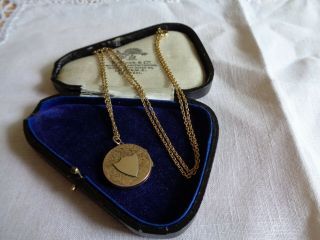 Victorian Old Antique Gold B&f Photo Locket Pendant Necklace