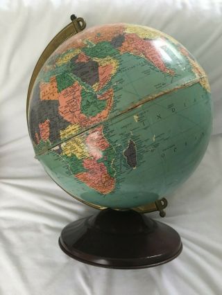 Vintage Replogle 12 - Inch World Reference Globe With Metal Base