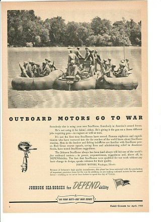 Vintage 1943 World War Ii Johnson Sea - Horses Outboard Motors Go To War,  Full - Pg.