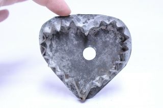 Antique Flat Back Tin Primitive Scalloped Edge Heart Cookie Cutter