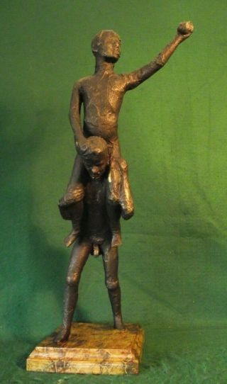 Antique Patina Style Bronzed Statue Naked Youths Contemporary Nude Boy Sculpture