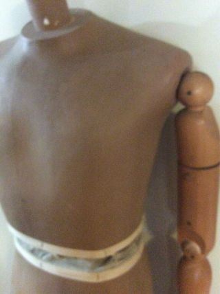 VINTAGE FULL SIZE MALE MANNEQUIN WITH WOODEN ARMS AND HANDS - MISSING HEAD 7