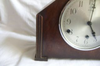 Vintage Bentima English Oak Cased Mantle Clock With Westminster Chimes. 4