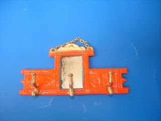 Antique Furniture Coat Rack With Mirror Metal Miniature Doll House Around 1900s