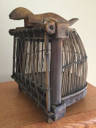 Antique Vintage Primitive Folk Art Handmade Wooden Cage Trap Ferret Mink Rodent