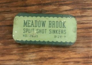 Meadow Brook Split Shot Sinker Tin Tough Vintage Fishing Tackle