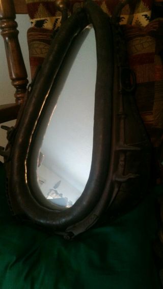 Vintage Horse Hames harness drawn collar iron wooden yoke antique w/Mirror 2