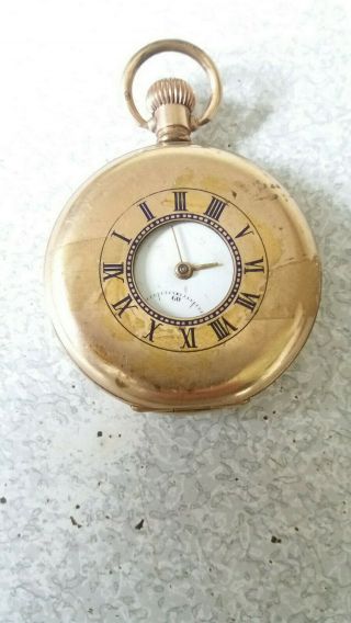 Antique Gold Plated Half Hunter Pocket Watch - Not