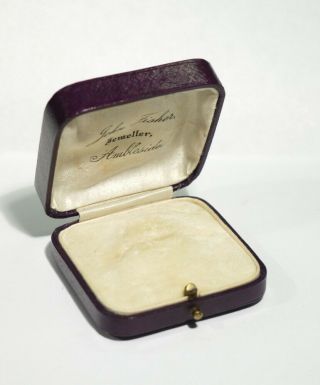 Antique Purple Morocco Leather Jewellery Case / Cream Lining J Fisher Ambleside.
