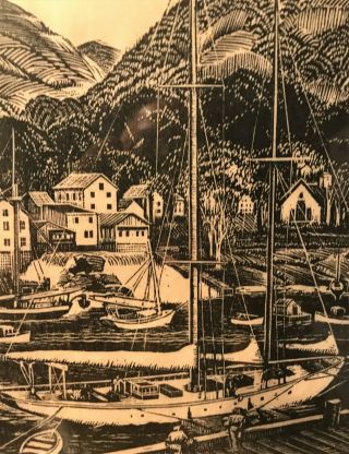 Carrol Thayer Berry Wood Engraving The " Wildfire " In Camden