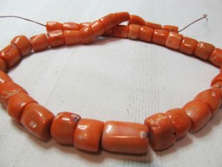 Awesome Antique Tibetan Chinese Natural Red Coral Necklace Beads 166 Grams