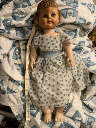 Vintage 1950s Eegee Large 21 - 22” One Piece Doll Body Molded Hair Blue Eyes
