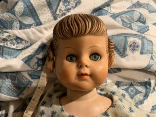 Vintage 1950s Eegee Large 21 - 22” One Piece Doll Body Molded Hair Blue Eyes 2